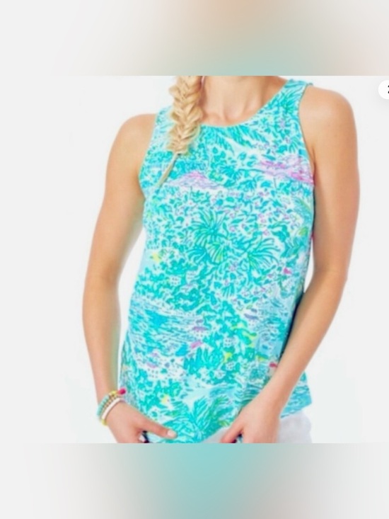 Lilly Pulitzer Other - Lilly Pulitzer Kristen Tank Top L Gustavia Green Sunshine City" Resort Wear